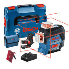 Лазерний нівелір Bosch GLL 3-80 С Professional, акб GBA 12V 2 Ah і з/п, з тримачем BM 1, мішенню, чохлом, у кейсі (0601063R02)