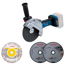 Акумуляторна кутова шліфмашина Bosch GWS 18V-180 P Professional, з 3 дисками, без акб (06019H6L01)