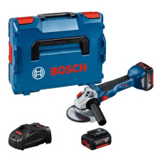 Акумуляторна кутова шліфмашина Bosch GWS 18V-10 Professional, 2 акб GBA 18V 5.0Ah, з/п GAL 1880 CV (06019J4004)