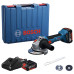 Акумуляторна кутова шліфувальна машина Bosch GWS 18V-8 Professional, 2 акб GBA 18V 4.0Ah та з/п GAL 18V-40, у кейсі (06019N9020)