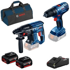 Набір інструментів Bosch, перфоратор GBH 180-LI, дриль-шурупокрут GSR 180-LI Professional, 2 акб GBA 18V 4 Ah і з/п GAL 18V-40, в сумці (0615990M31)