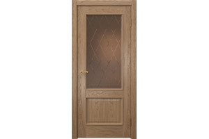 Межкомнатная дверь Actus 1.2L шпон дуб светлый, матовое бронзовое стекло с гравировкой
