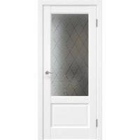 Межкомнатная дверь Tabula 1.2 эмалит белый, матовое стекло с гравировкой ромб