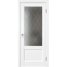 Межкомнатная дверь Tabula 1.2 эмалит белый, матовое стекло с гравировкой ромб