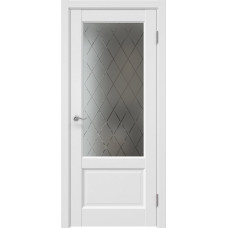 Межкомнатная дверь Tabula 1.2 эмалит серый, матовое стекло с гравировкой ромб