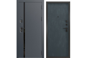 Входная дверь Н-158/Гладкая люкс (Шагрень черная мягкая / Бетон графит)