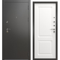 Входная дверь А-00/32 люкс (Муар черное серебро / Шагрень белая мягкая)