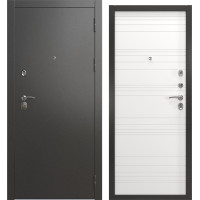 Входная дверь А-00/39 люкс (Муар черное серебро / Шагрень белая мягкая)
