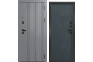 Входная дверь Н-176/Гладкая люкс (Шагрень графит мягкая / Бетон графит)